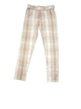 Janie and Jack Girls Tan and White Plaid Knit Leggings Size 12